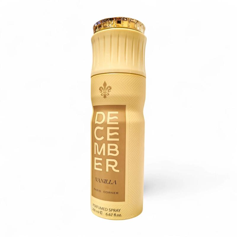 Paris Corner December Vanilla Body Spray 200 ml ꟾ Spray de corp unisex cu aromă dulce de vanilie